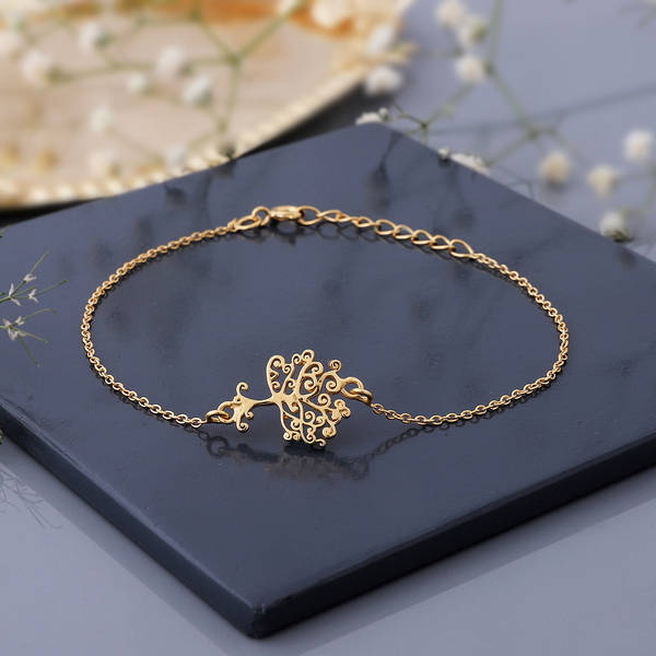 Tree Of Life 18K Gold Plated Silver Adjustable Bracelet