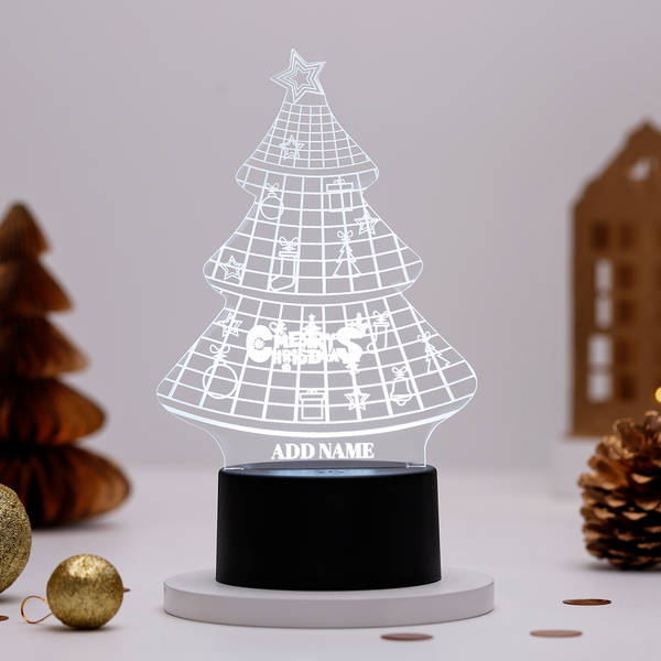 Twinkling Tree LED Lamp With Black Base - Personalized