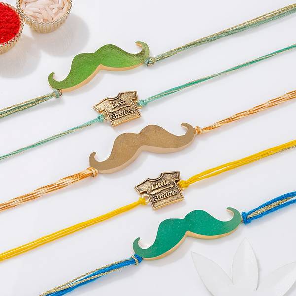Unique Moustache And Bro Rakhis - Set Of 5