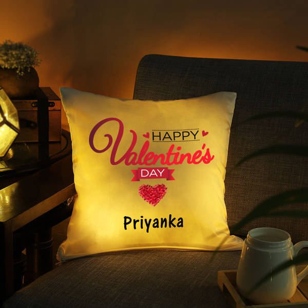 Valentine Personalized LED Satin Cushion
