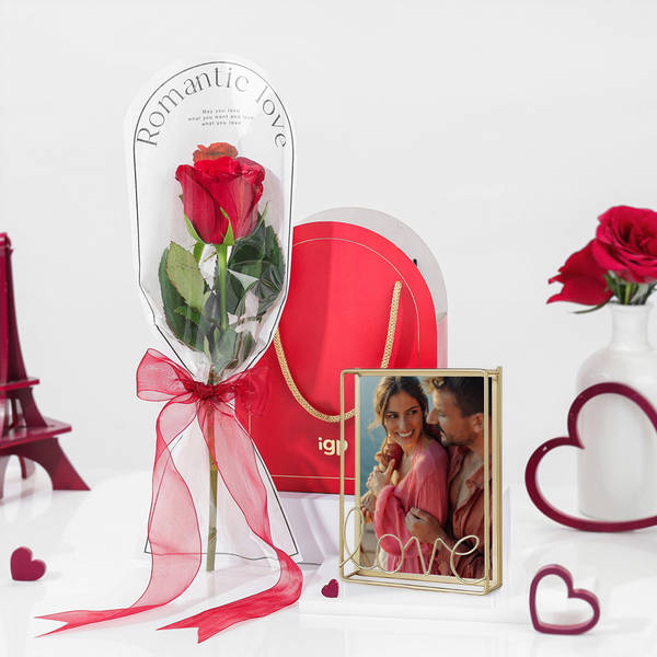 Valentine's Day Gift Combo - Rose And Photo Frame