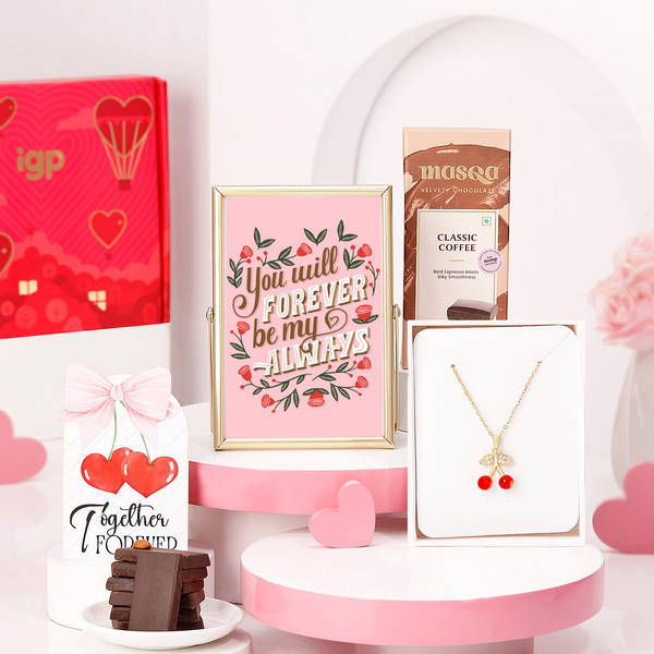 Valentine's Day Gift Hamper - Pendant, Chocolate, Frame