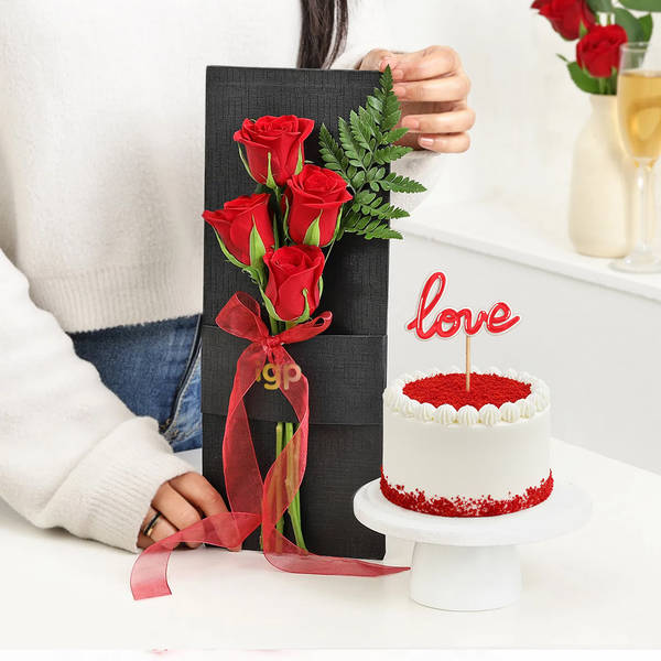 Valentine's Day Rose Slate with Red Velvet Cake