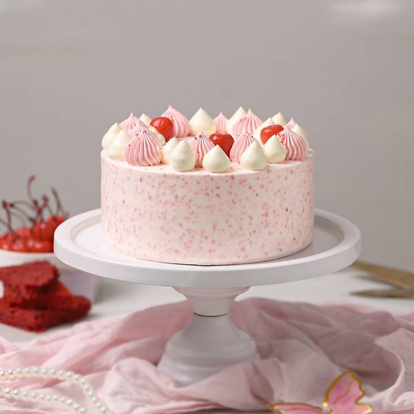 Valentines Pink Romance Strawberry Vanilla Cake (300 Gm)