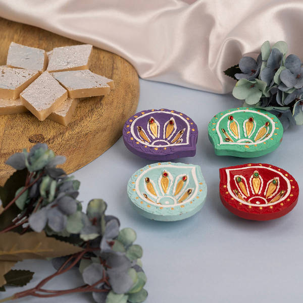 Vibrant Hand Painted Diyas Diwali Combo