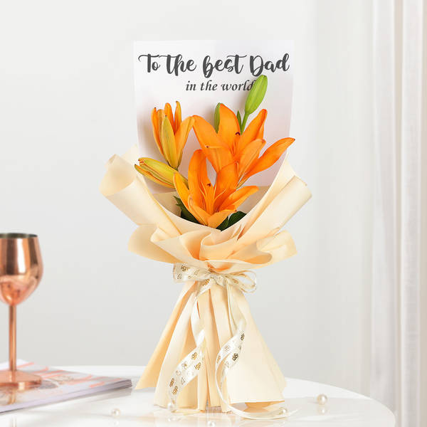 Vibrant Orange Lily Best Dad Bouquet