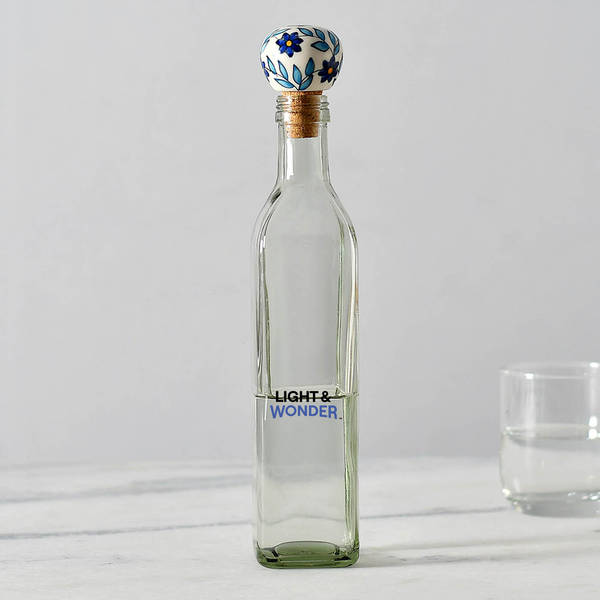 Water Bottle with Hand Painted Ceramic Stopper