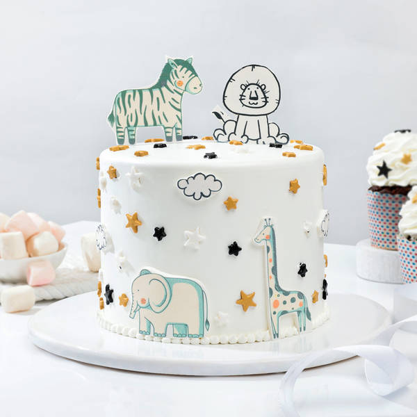 Whimsical Animal-Themed Cake (1 Kg)