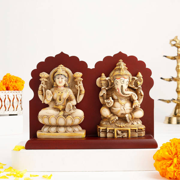 White And Gold Laxmi Ganesha Idols