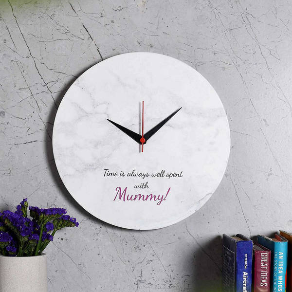 White Marble Finish Wall Clock for Mom