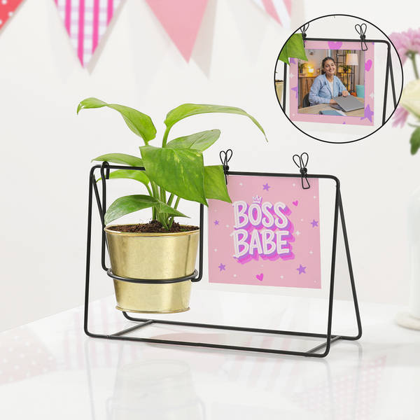 Women's Day Personalized Boss Babe Metal Swing Planter
