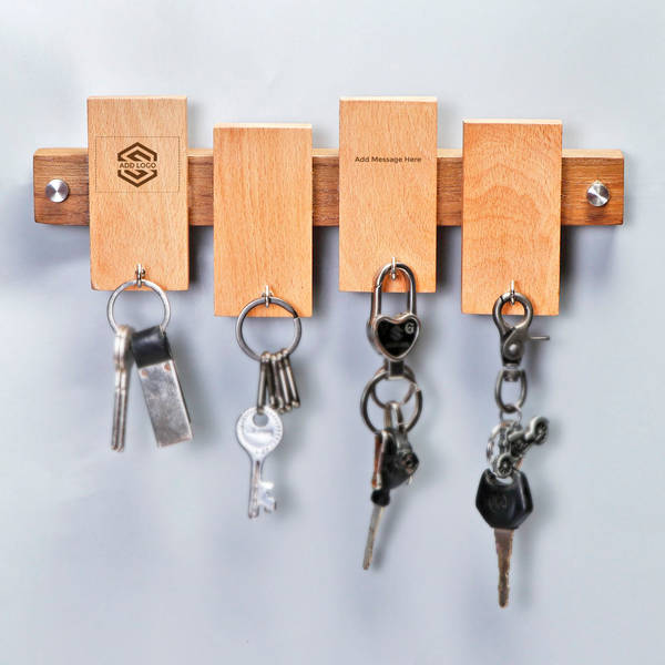 Wooden Key Holder - Customized with Logo & Message
