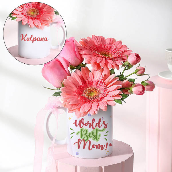 World's Best Mom - Personalized Mug Arrangement