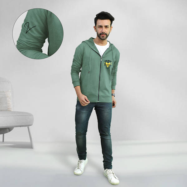 You Make Me Happy - Personalized Men's Zipper Hoodie - Sage