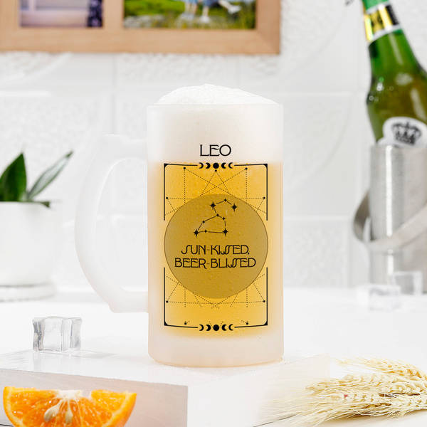 Zodiac Cheers Personalized Beer Mug - Leo