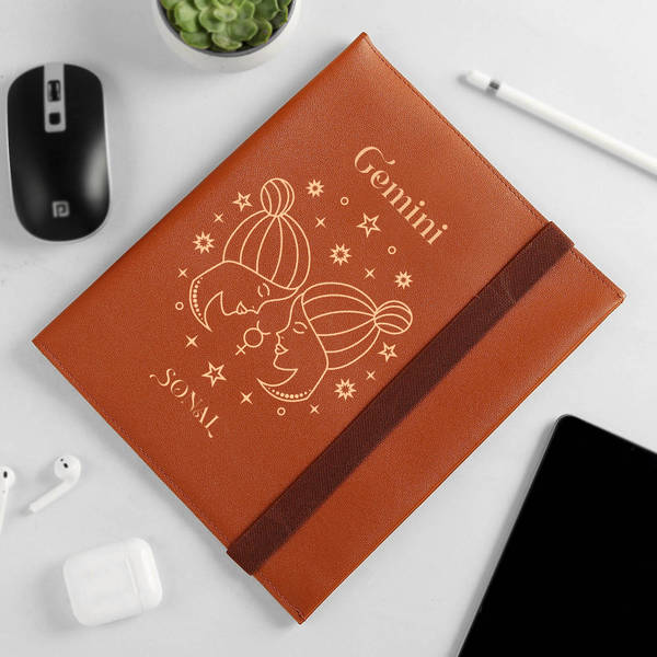Zodiac Zen - Personalized Tablet Sleeve And Organiser - Tan - Gemini