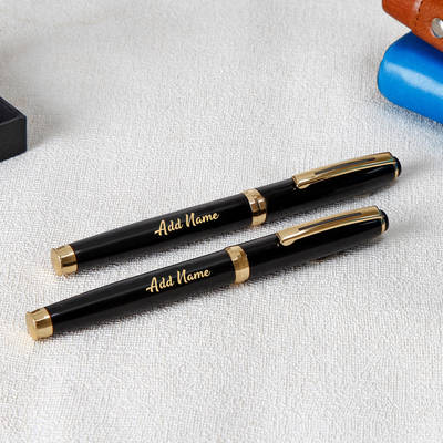 Buy/Send Black And Gold Personalized Rollerball Pens Set of 2 Online ...