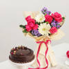 Elegant Blooms And Chocolate Swirl Cake Duo
