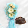 Elegant Floral Bliss With Chocolate Cake
