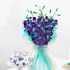 Floral Bliss Cake And Blue Orchids Bouquet Combo