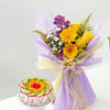 Fruit Burst Cake With Yellow Floral Mix Bouquet