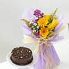 Golden Bloom And Midnight Truffle Cake Combo