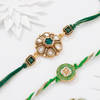 Green Kundan And Meenakari Rakhis - Set Of 2