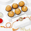 Lord Ganesha CZ Stones Rakhi And Besan Laddoo Combo