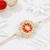 Radiant Red And White Kundan Pearl Rakhi