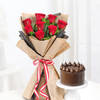 Sweet Symphony - Red Roses Bouquet With Delectable Mini Cake